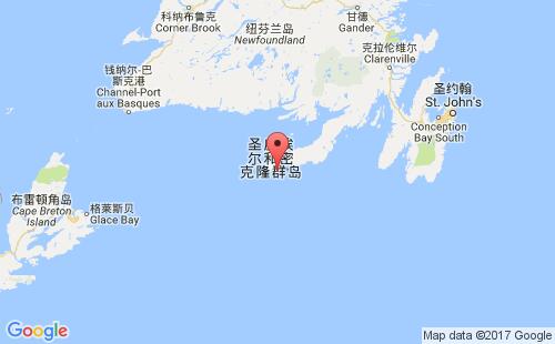 圣皮埃尔和密克隆群岛港口地图